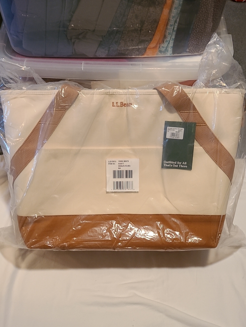 L.L. Bean Insulated Nor'easter Tote, NWT, Cream Tan Large Strong LL Bean